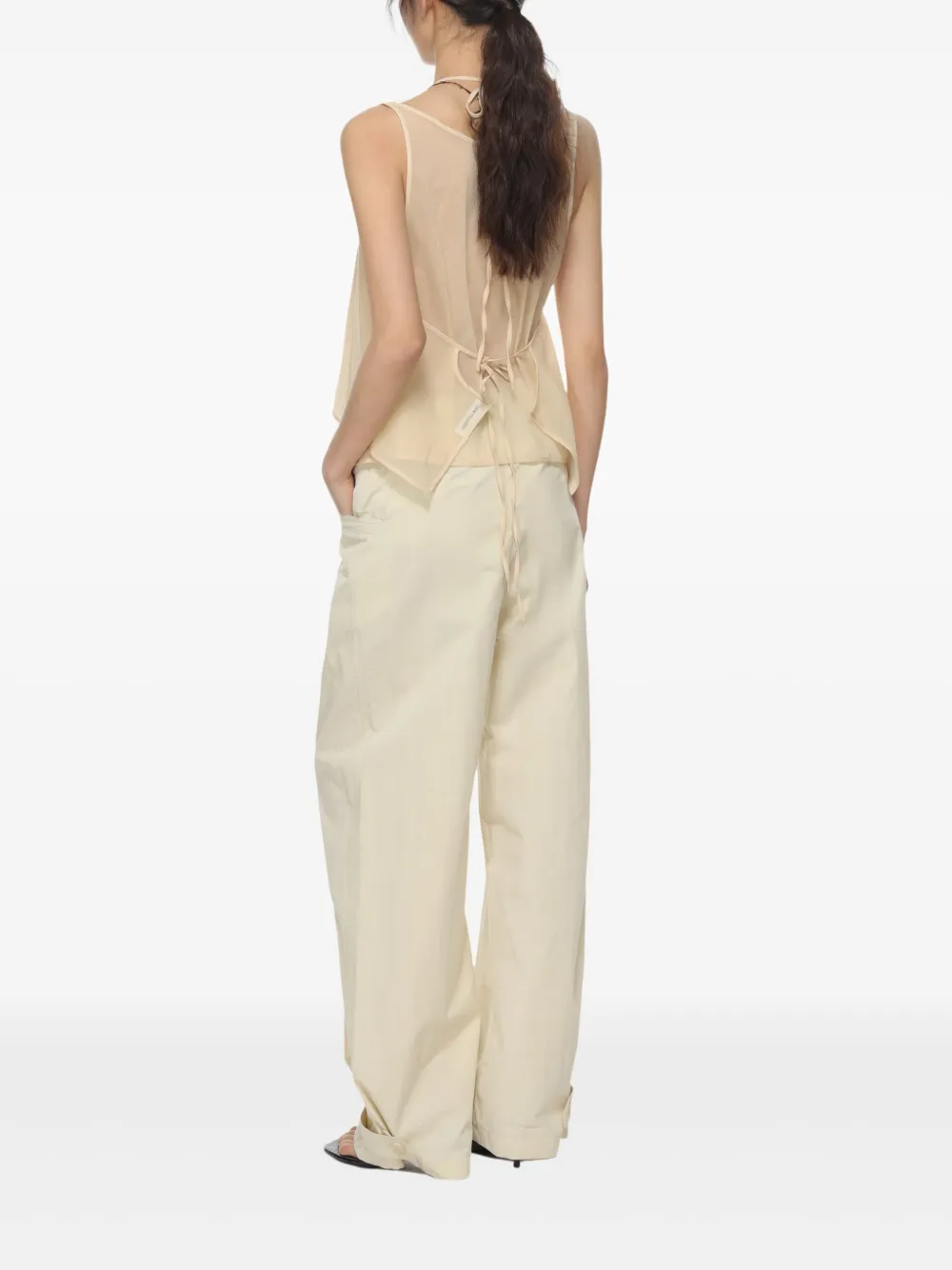 Low Classic Doorzichtige top Beige