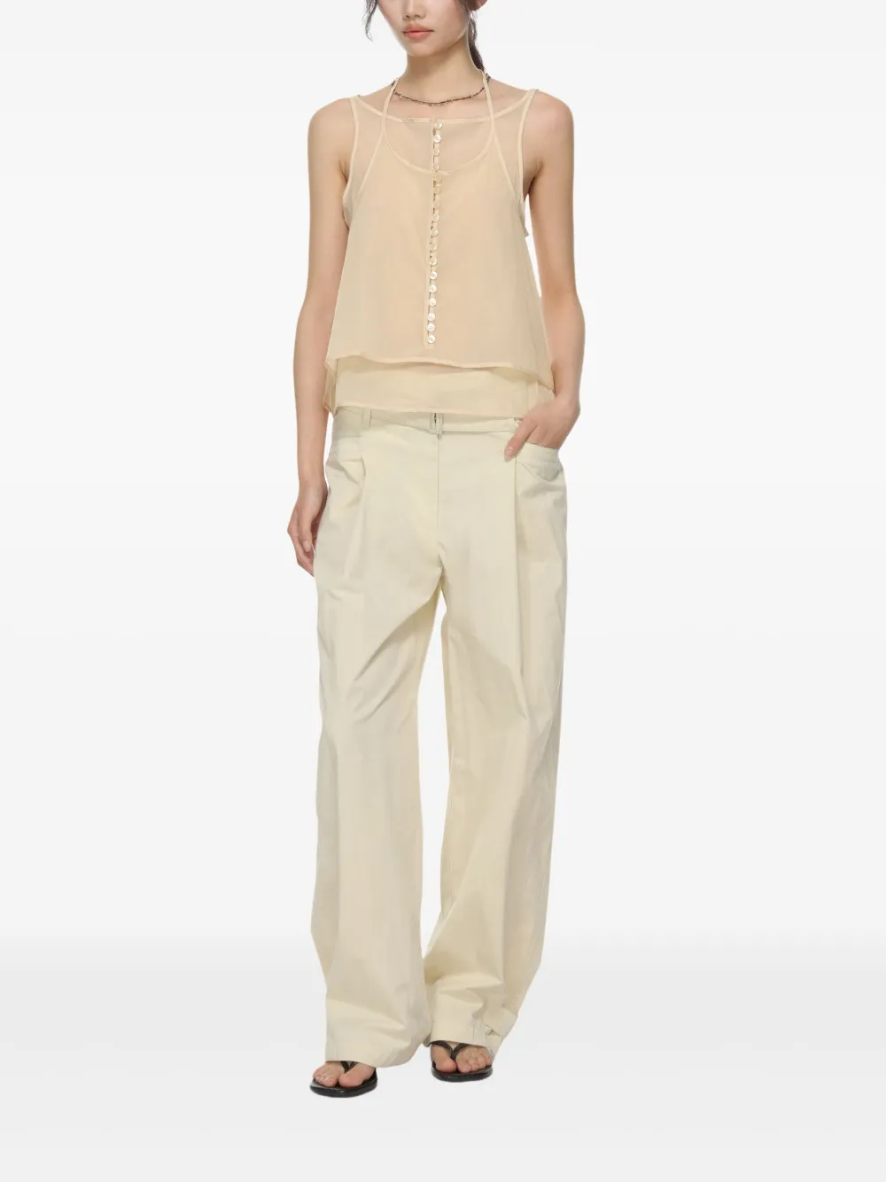 Low Classic Doorzichtige top - Beige