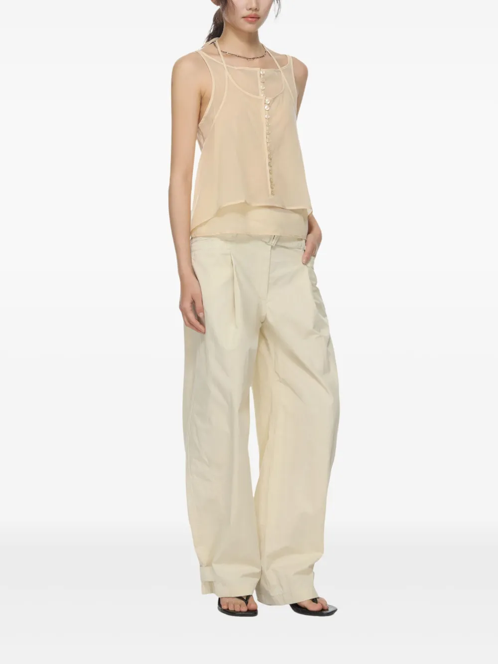 Low Classic Doorzichtige top Beige