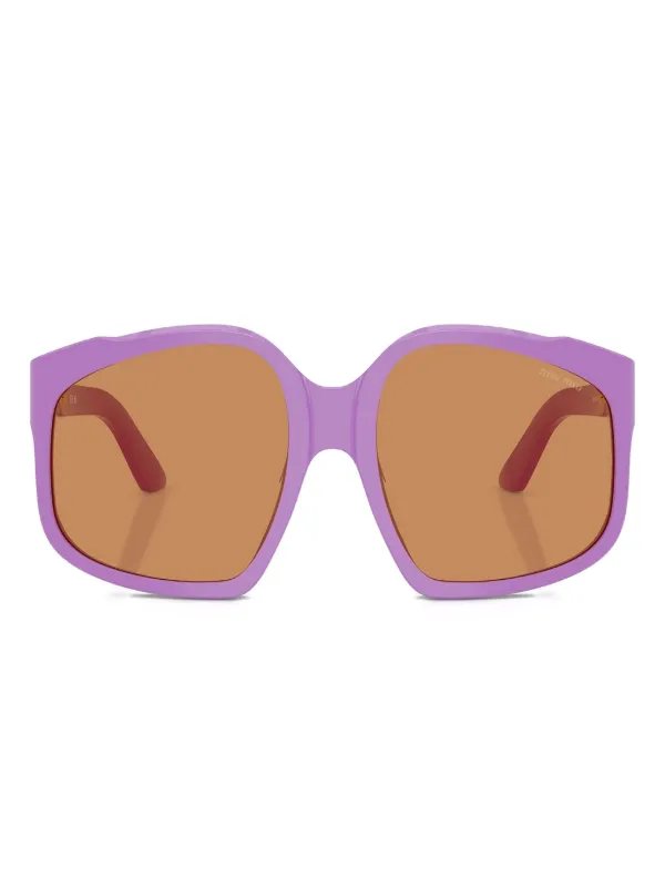 Miu Miu Eyewear Óculos De Sol Geométrico | Roxo | FARFETCH BR