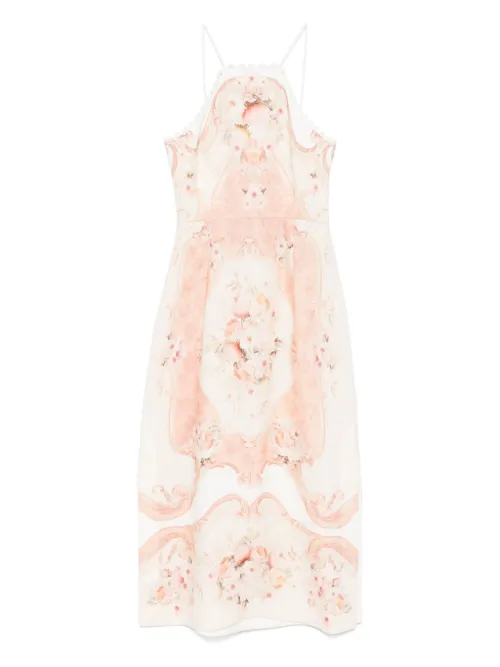 Robe mi-longue en lin imprimé - TWINSET - Modalova