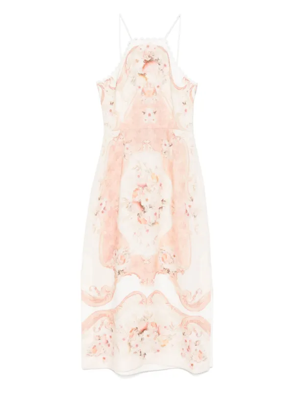 TWINSET Printed Linen Midi Dress | Neutrals | FARFETCH GE
