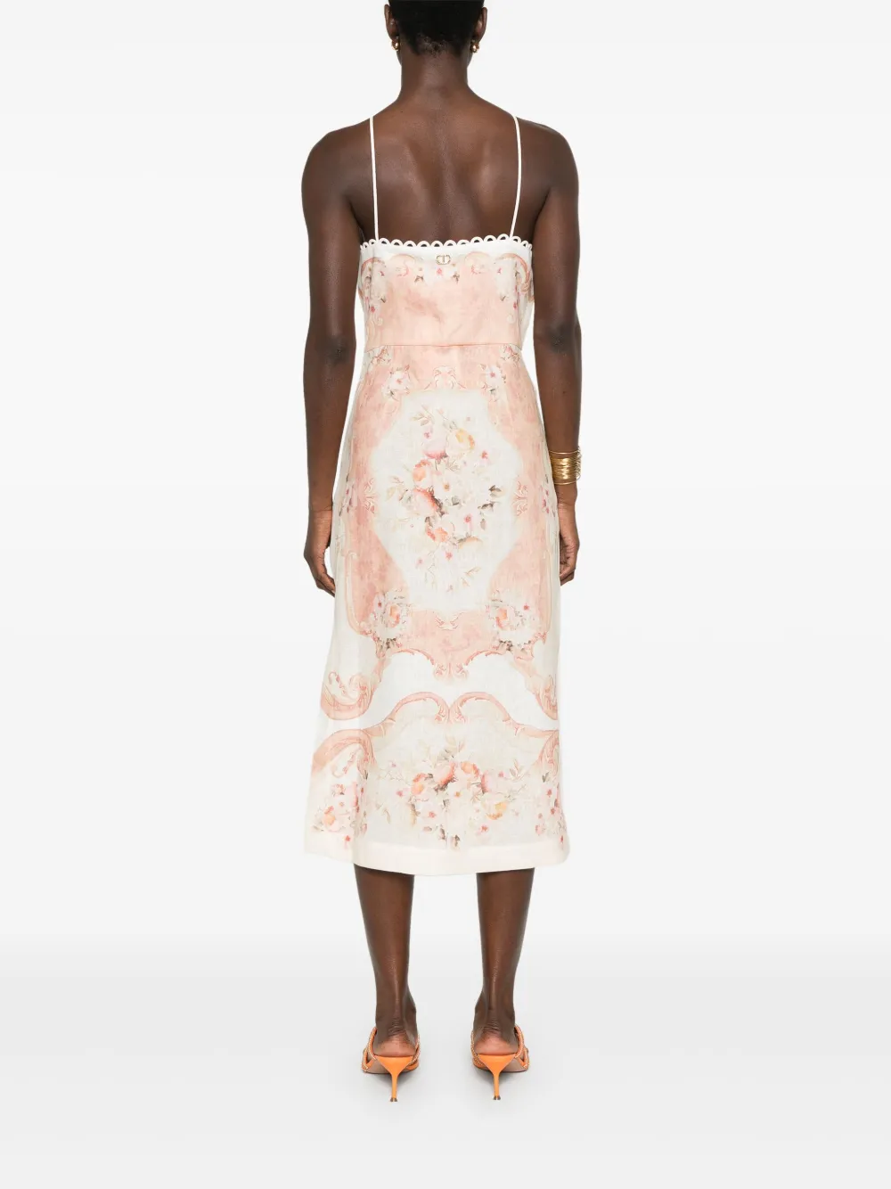TWINSET PRINTED LINEN MIDI DRESS