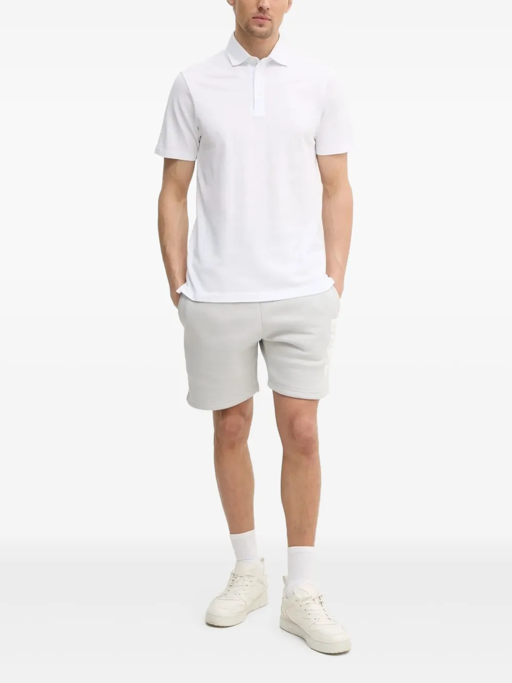 Hackett logo-embroidered short-sleeve polo shirt Wit