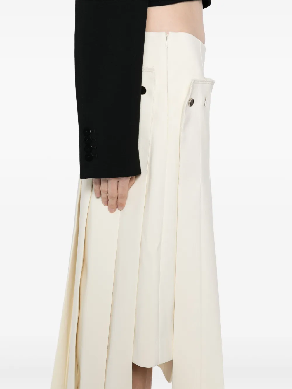 Shop Rokh Double Layered Pleated Skirt In White