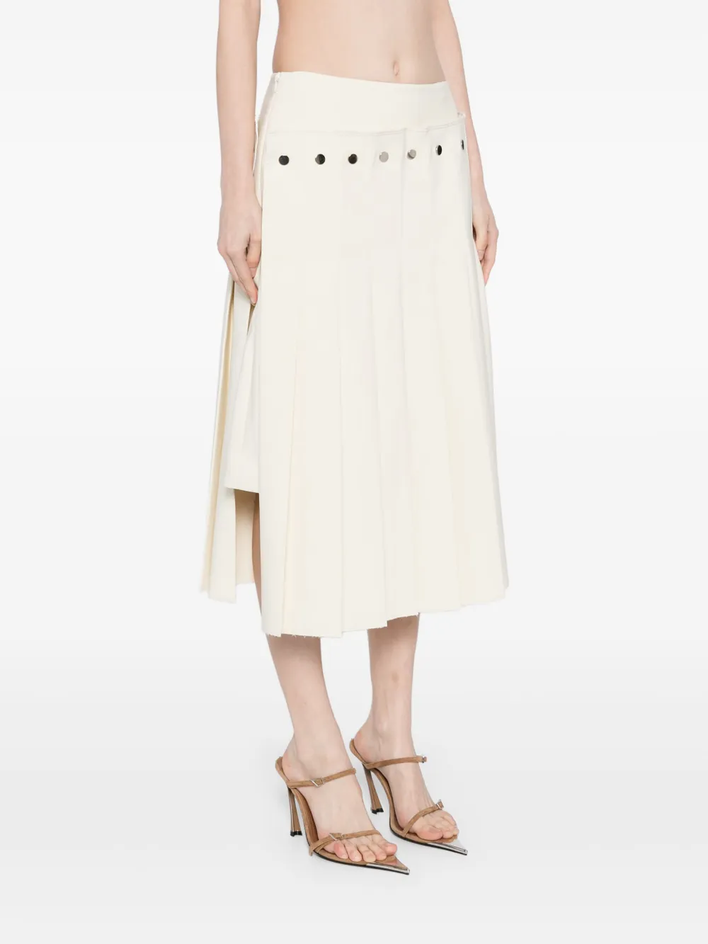 Shop Rokh Double Layered Pleated Skirt In White