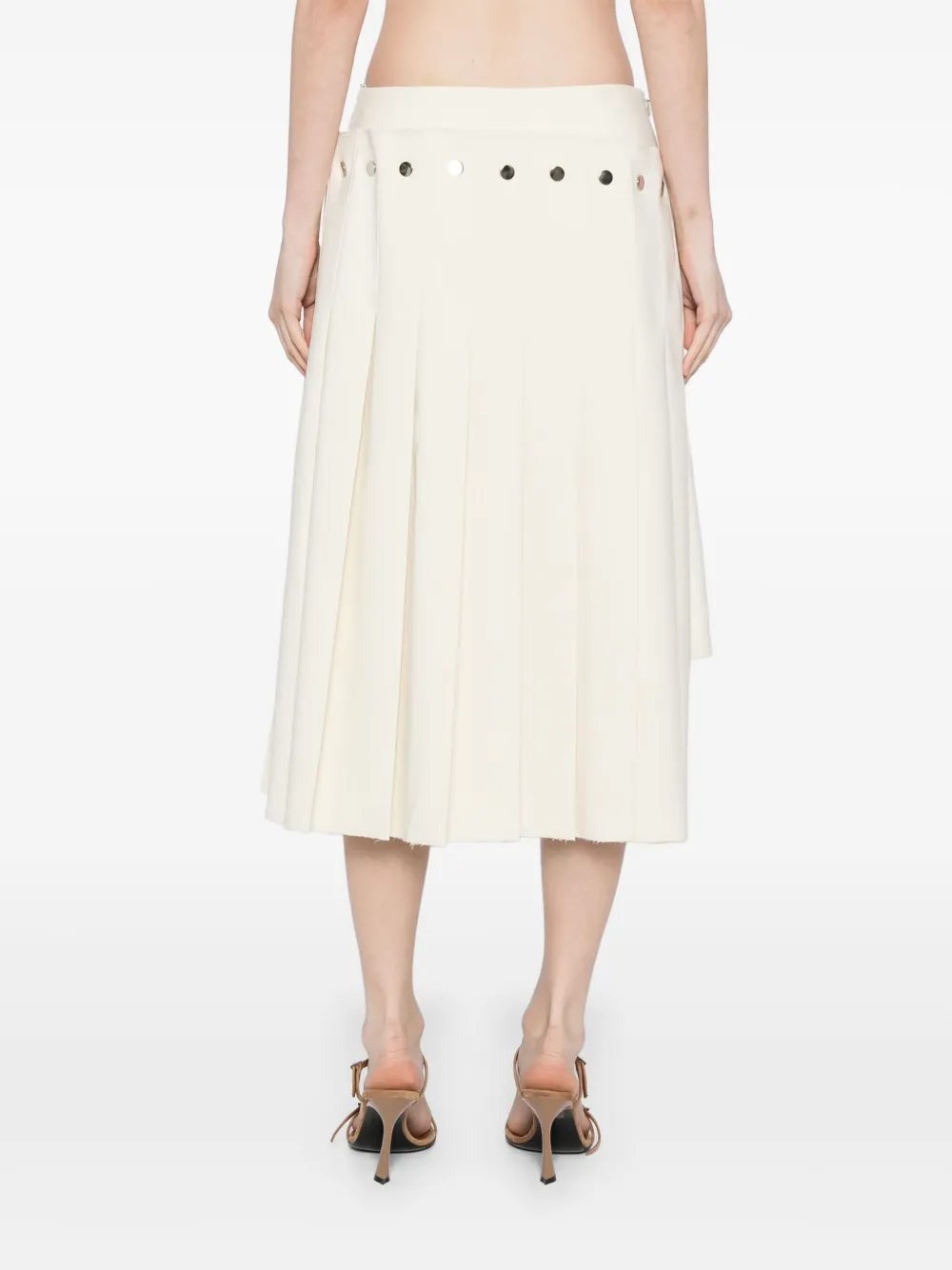 Shop Rokh Double Layered Pleated Skirt In White