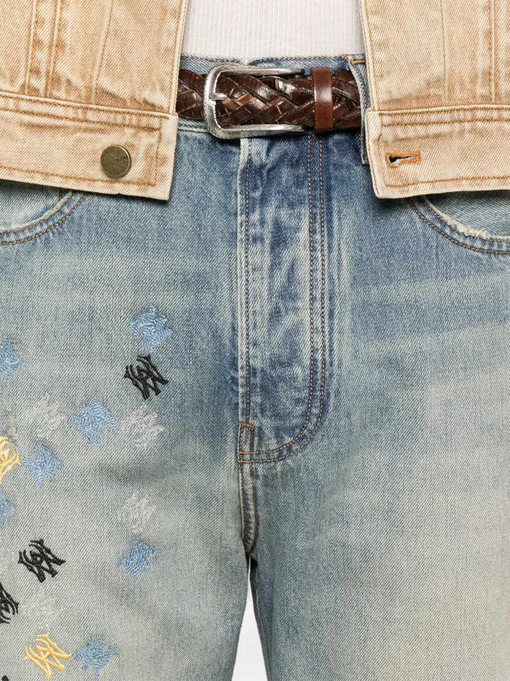 AMIRI MA Quad jeans met borduurwerk Blauw