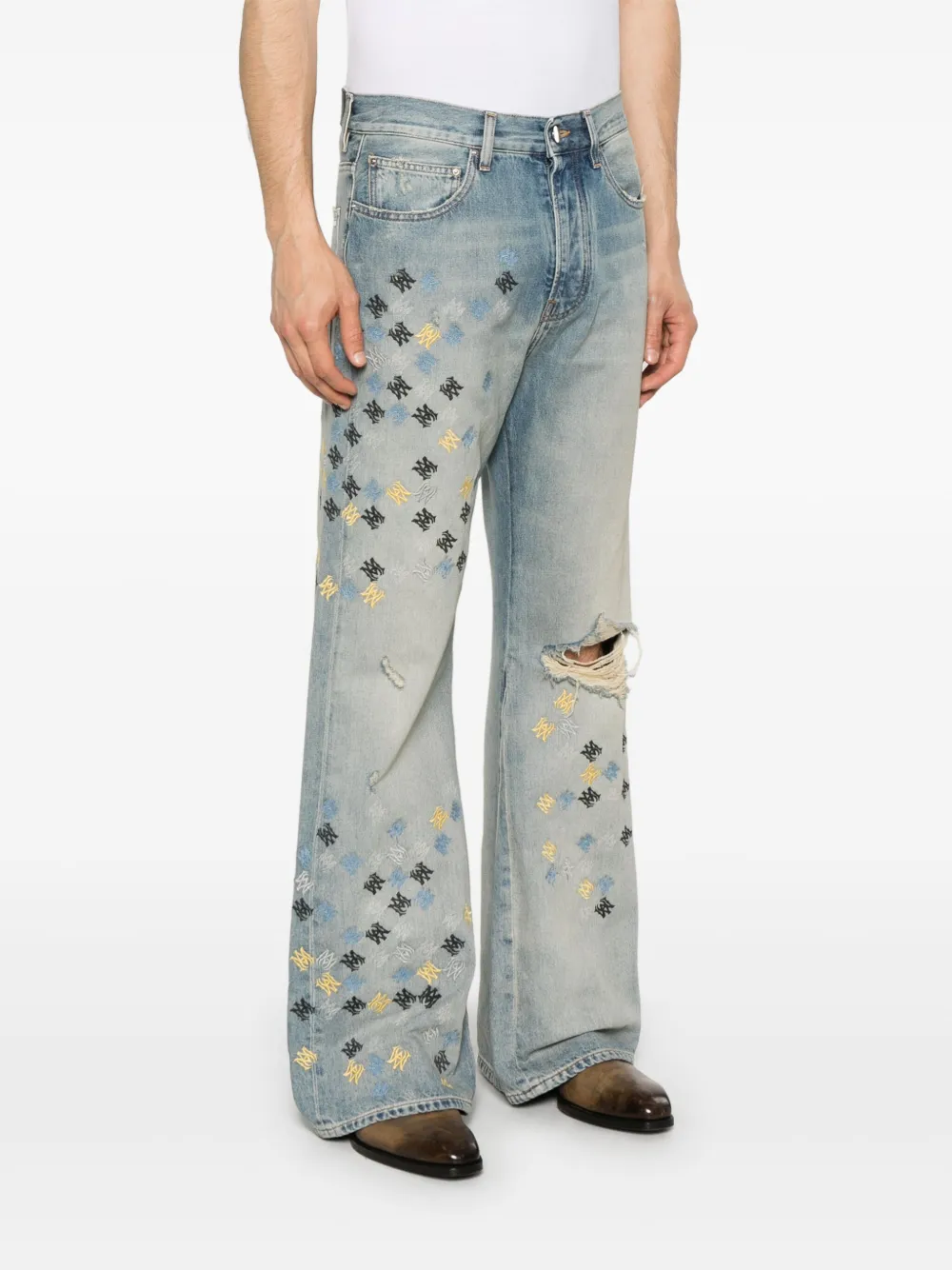 AMIRI MA Quad jeans met borduurwerk Blauw