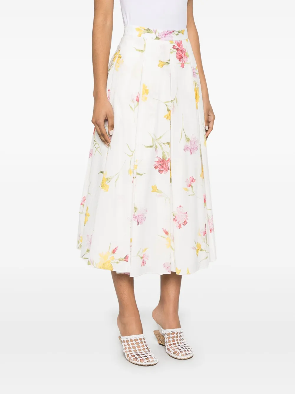 ERDEM Midi-rok met bloemenprint Wit