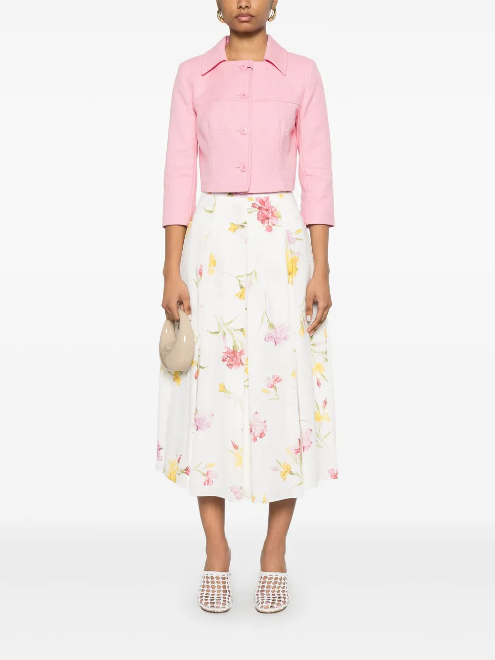 ERDEM Midi-rok met bloemenprint - Wit