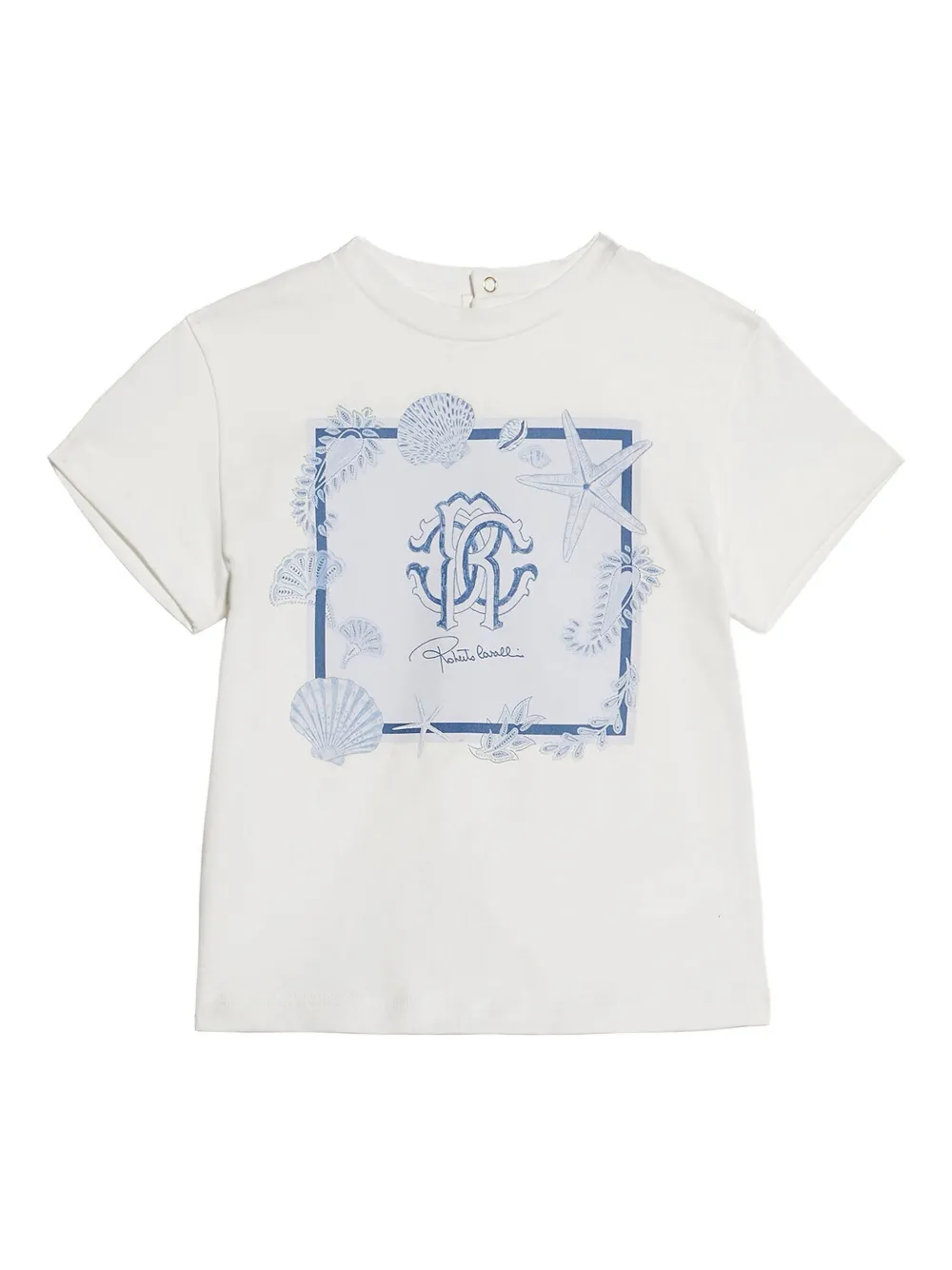 Roberto Cavalli Junior T-shirt met Marine-print Wit