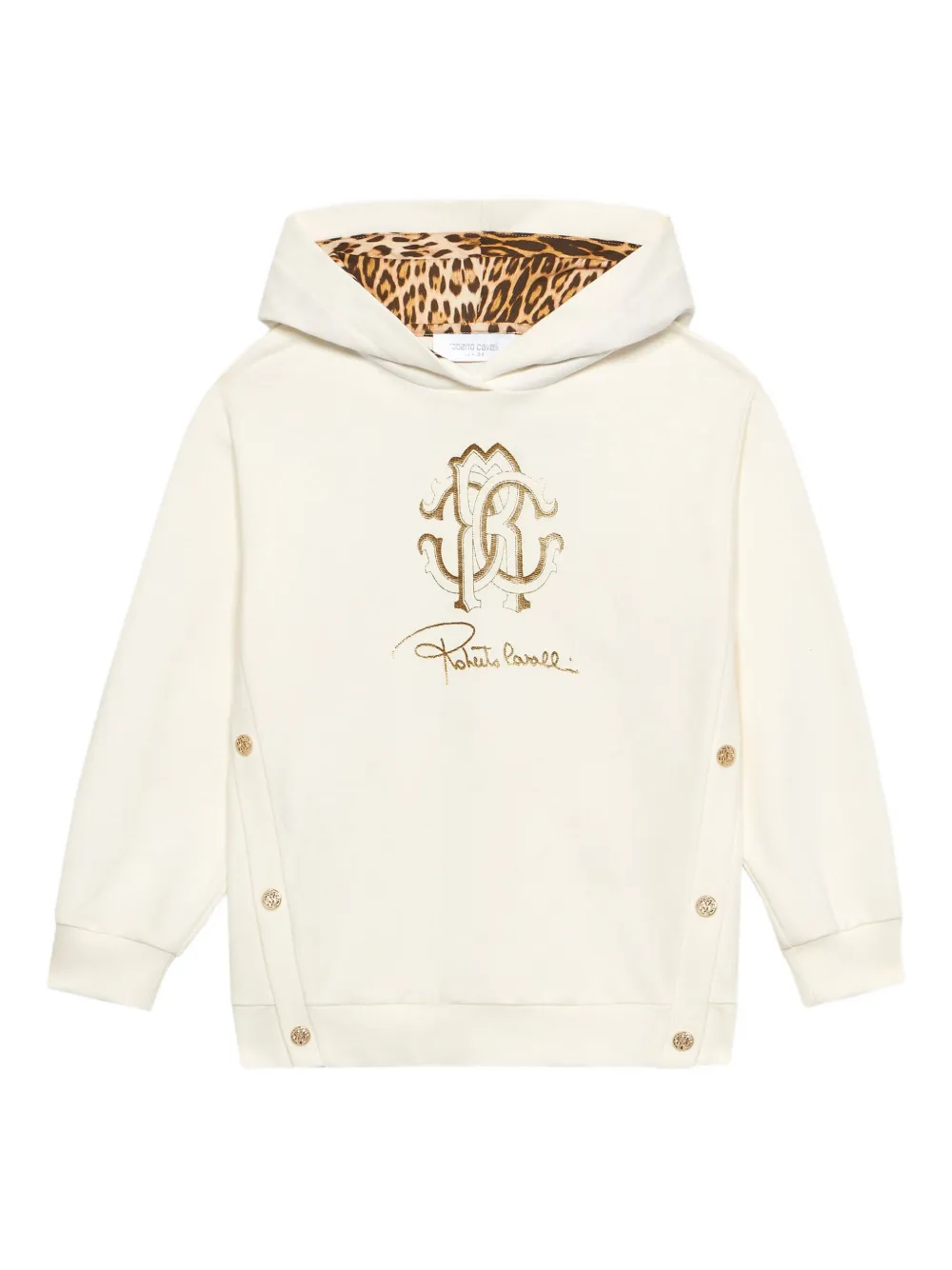 Roberto Cavalli Junior Hoodie met geborduurd logo Wit