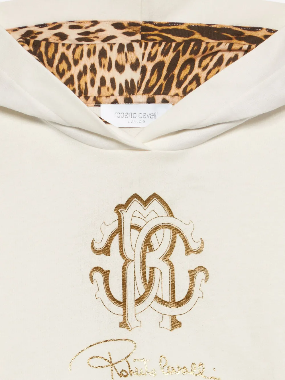 Roberto Cavalli Junior Logo-embroidered Hoodie In White