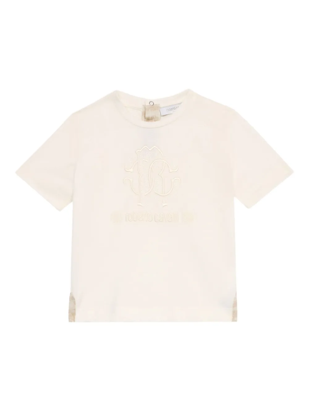 Roberto Cavalli Junior T-shirt met geborduurd logo Beige
