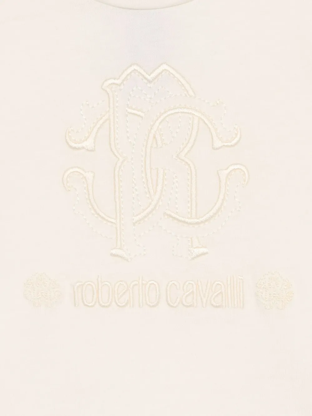 Roberto Cavalli Junior T-shirt met geborduurd logo Beige