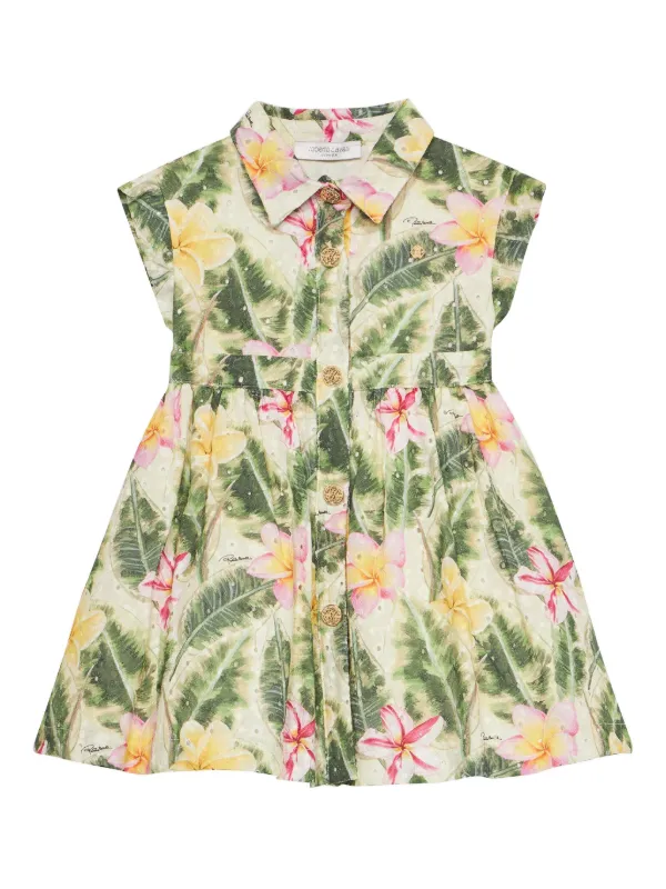 Roberto Cavalli Junior Floral Cutwork Dress | Green | FARFETCH