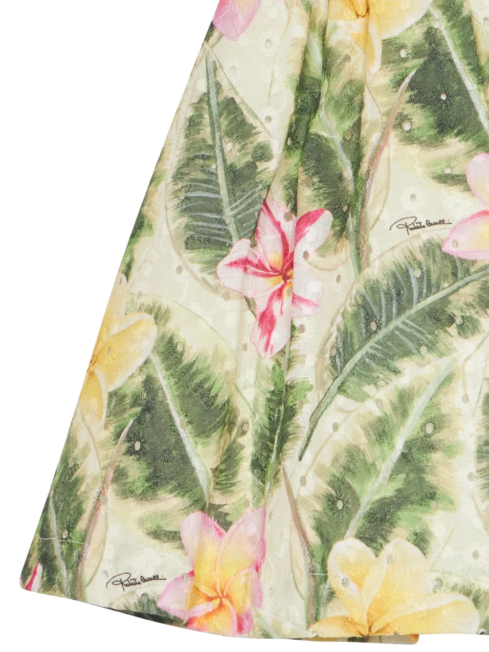 Roberto Cavalli Junior Floral Cutwork jurk Groen