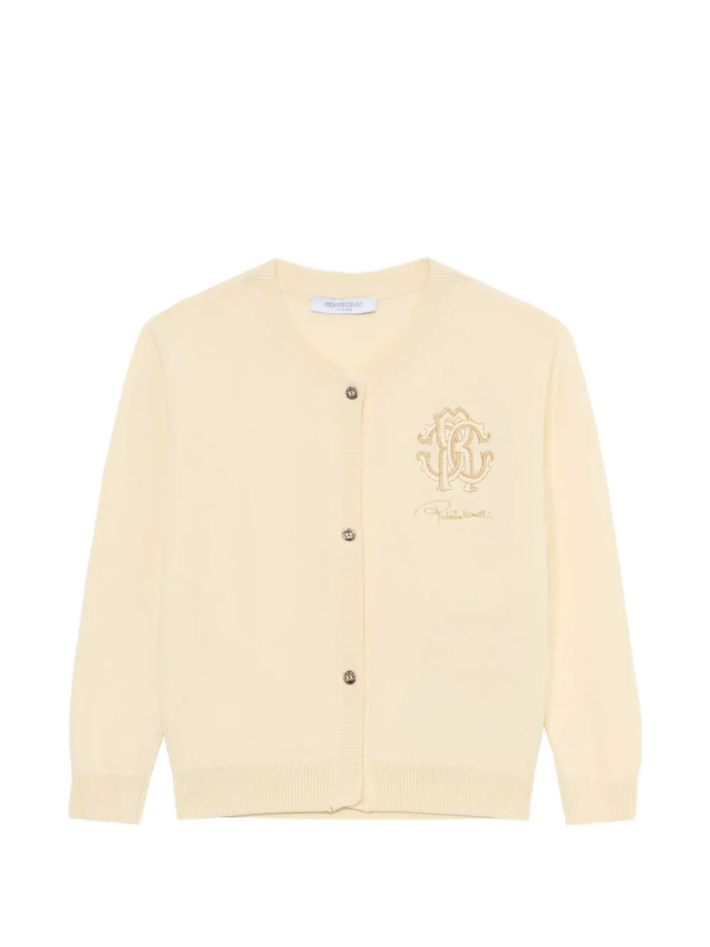 Roberto Cavalli Junior logo-embroidered cardigan - Toni neutri