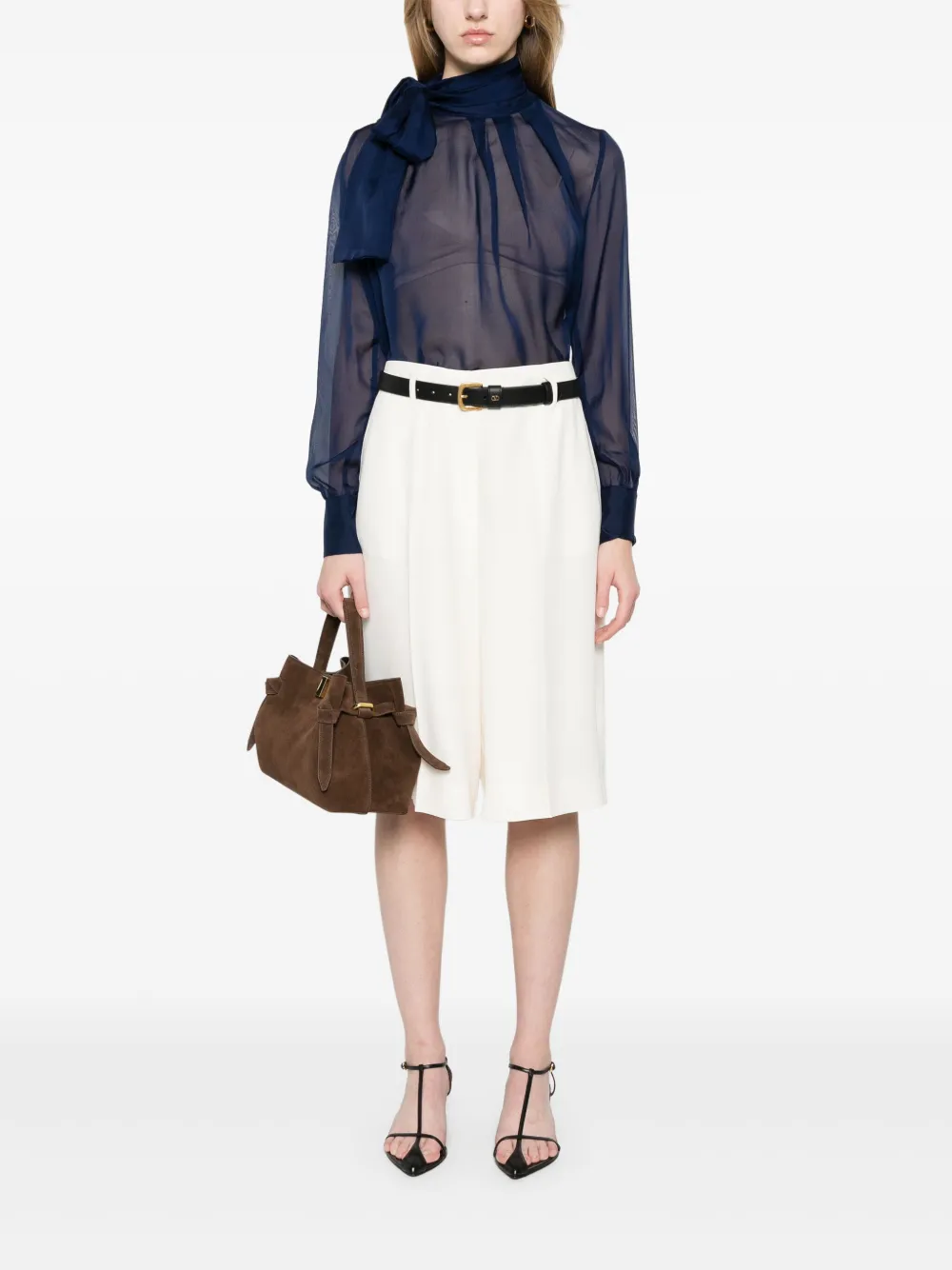 Elisabetta Franchi Zijden voile blouse - Blauw