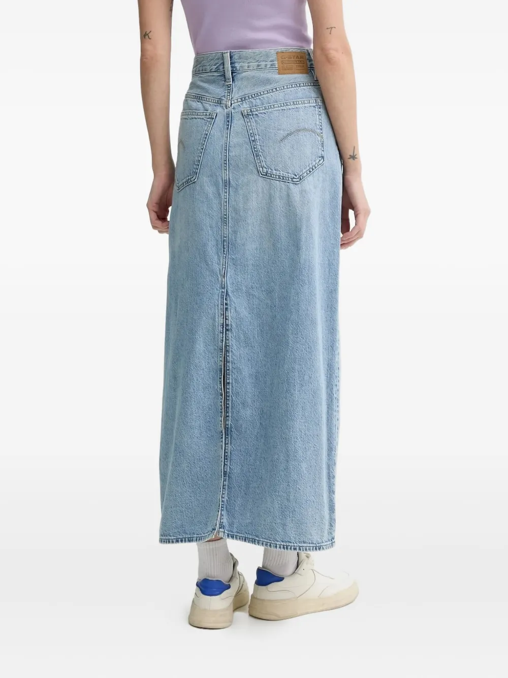 G-Star RAW Denim straight rok met split - Blauw