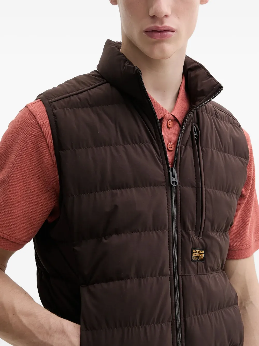 G-star Raw Quilted Zip-front Gilet In Brown