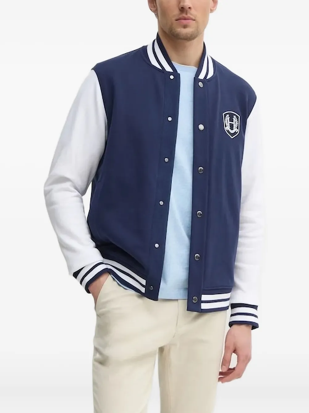 Hackett logo-patch bomber jacket Blauw