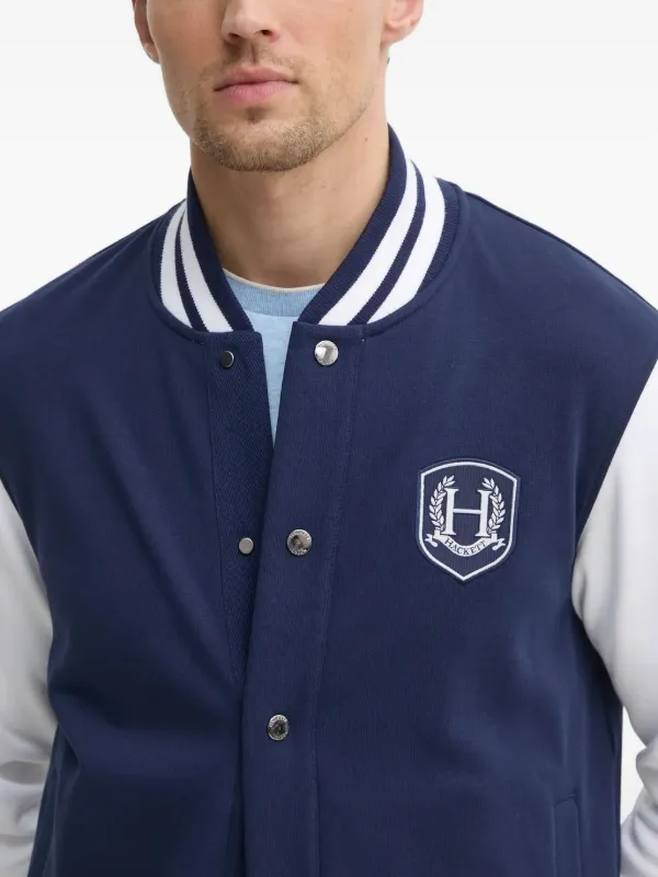 Hackett logo-patch Bomber Jacket Blue FARFETCH UK
