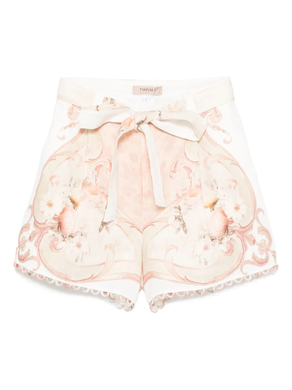 TWINSET PRINTED LINEN SHORTS