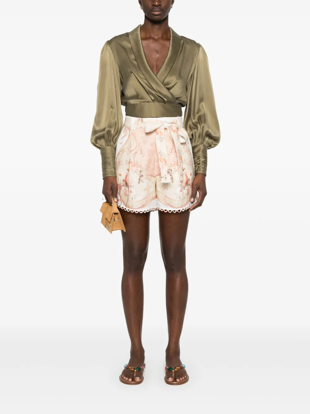 TWINSET PRINTED LINEN SHORTS