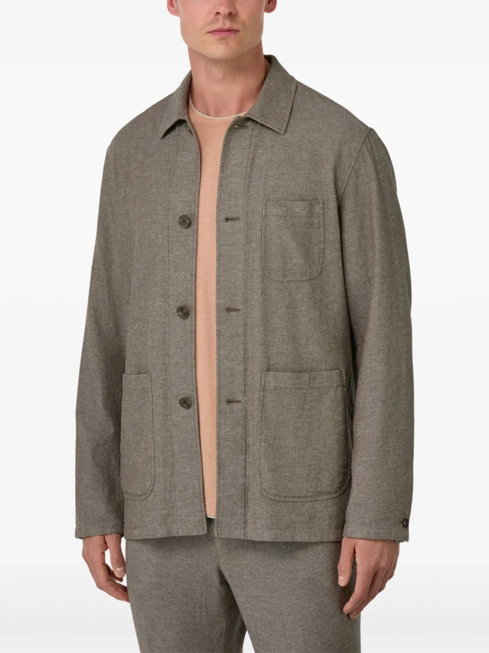 Boggi Milano Shirtjack van linnen-katoenblend Beige