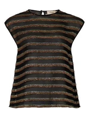 Nuur Striped Linen Top | Black | FARFETCH ZA