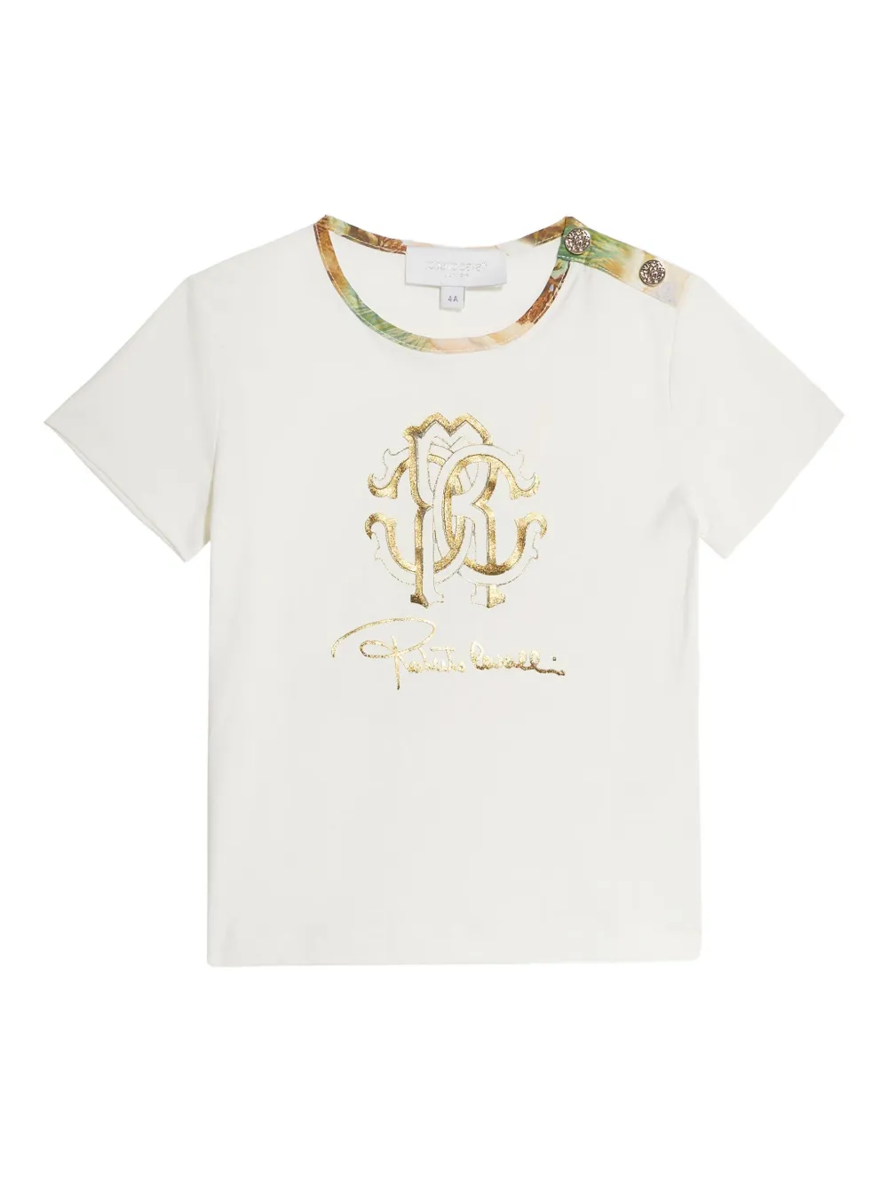 Roberto Cavalli Junior T-shirt met logoprint en knoopdetail Wit