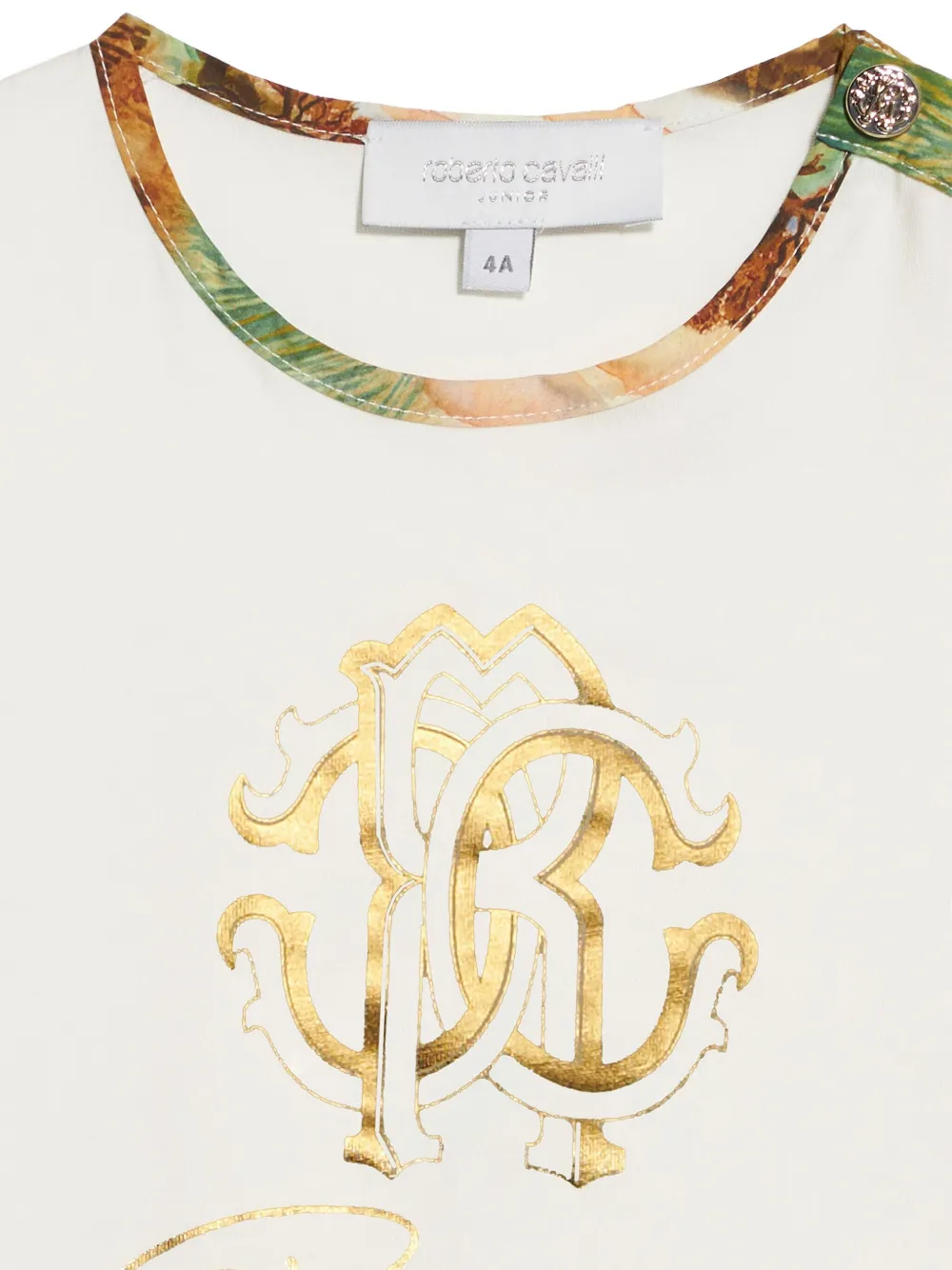 Roberto Cavalli Junior T-shirt met logoprint en knoopdetail Wit