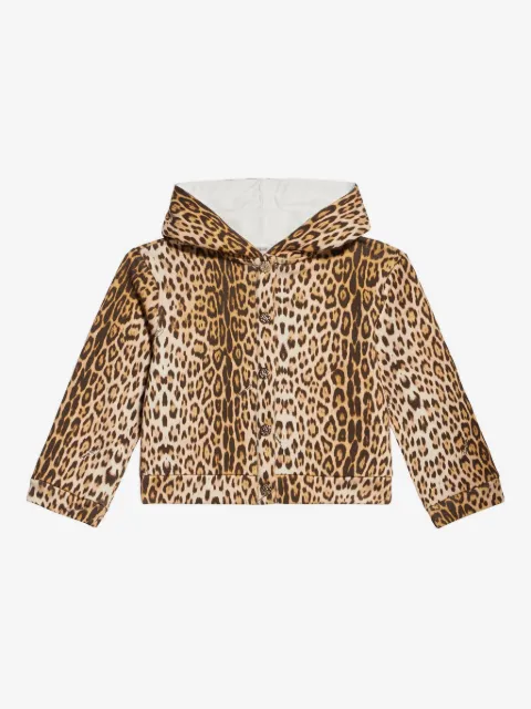 Roberto Cavalli Junior Felpa con stampa giaguaro e cappuccio