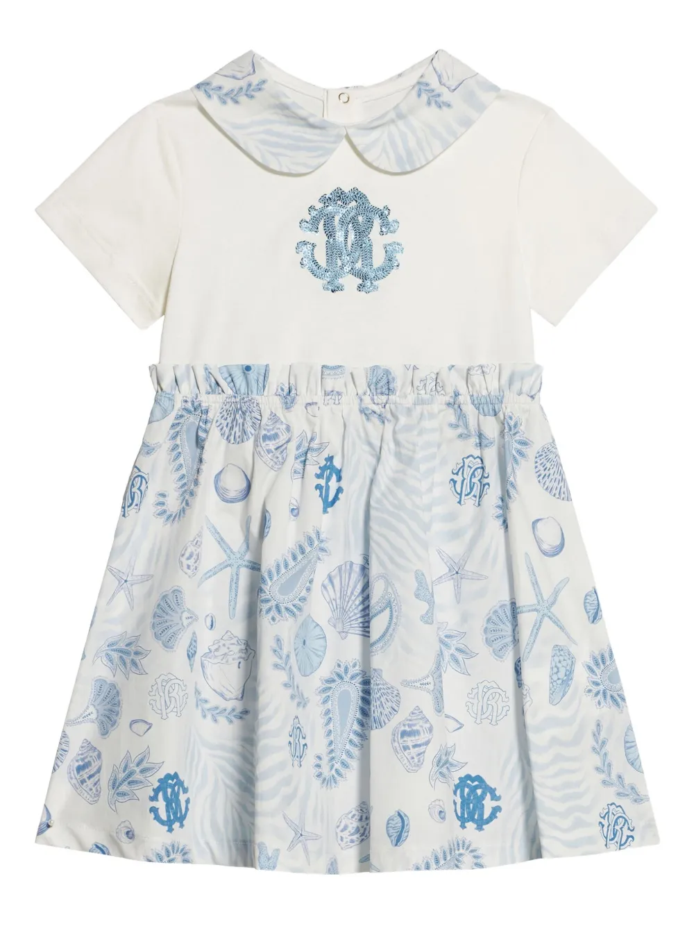 Roberto Cavalli Junior Jurk met Marine-print Wit