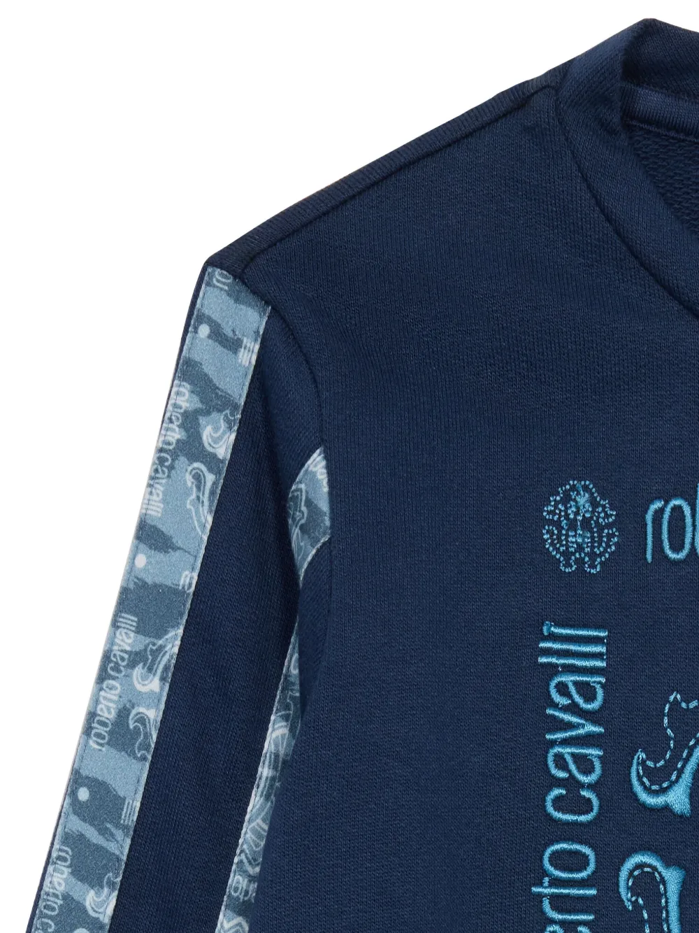 Roberto Cavalli Junior Sweater met grafische logoprint Blauw