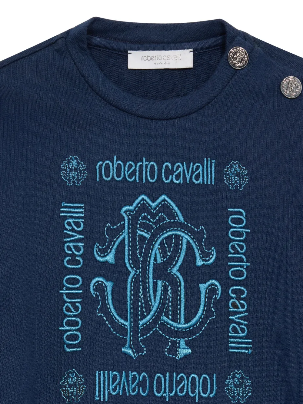 Roberto Cavalli Junior Sweater met grafische logoprint Blauw