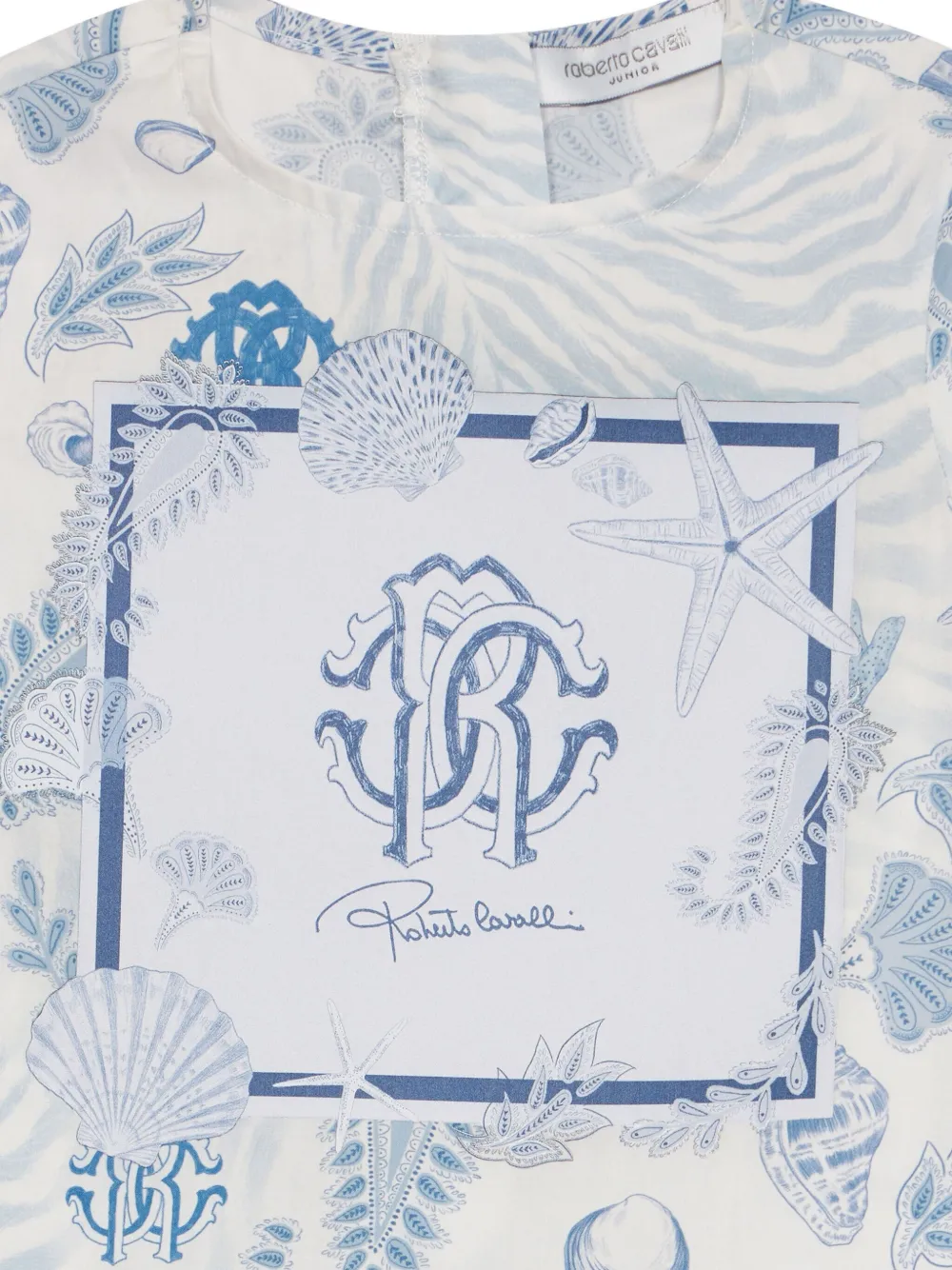 Roberto Cavalli Junior Jurk met Marine-print Wit