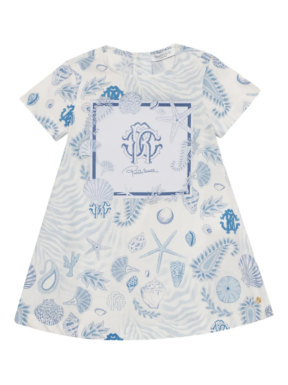 Roberto Cavalli Junior Jurk met Marine-print Wit