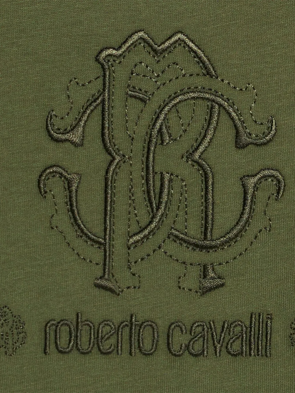 Roberto Cavalli Junior T-shirt met geborduurd logo Groen