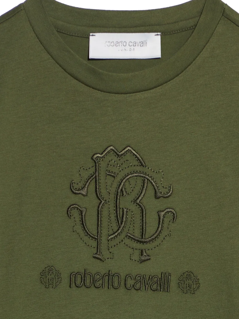 Roberto Cavalli Junior T-shirt met geborduurd logo Groen