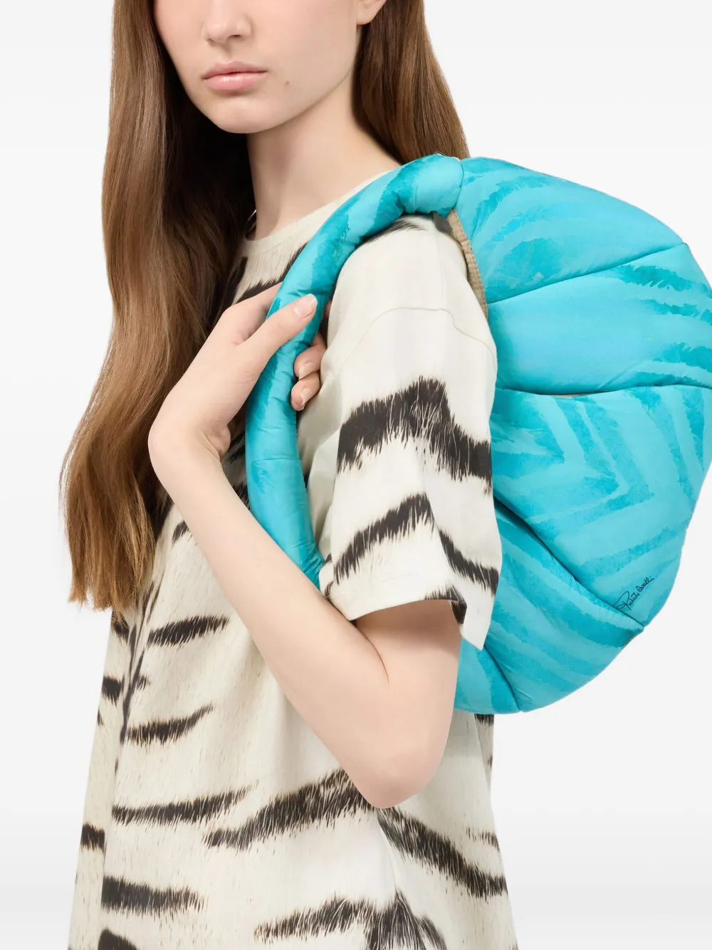 Roberto Cavalli Geplooide schoudertas Blauw