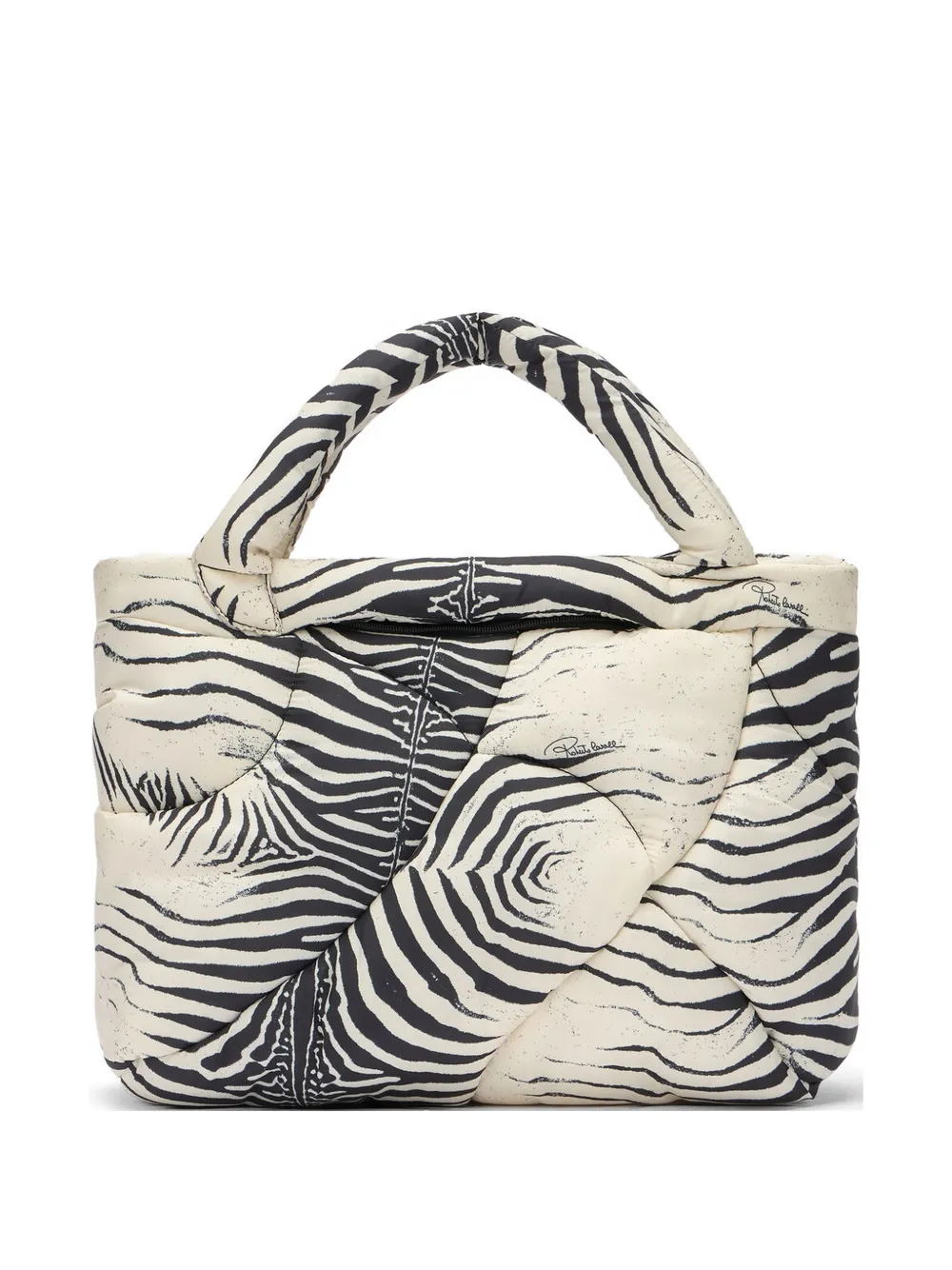 Roberto Cavalli Medium Firenze Zebra-print Quilted Tote Bag In Neutral