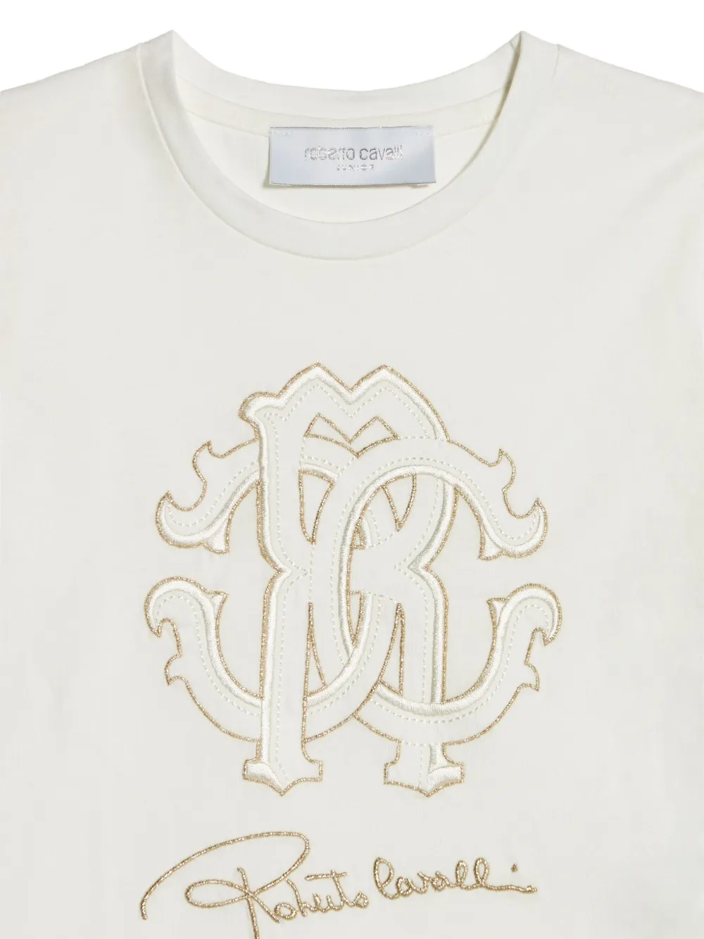 Roberto Cavalli Junior T-shirt met geborduurd logo Wit
