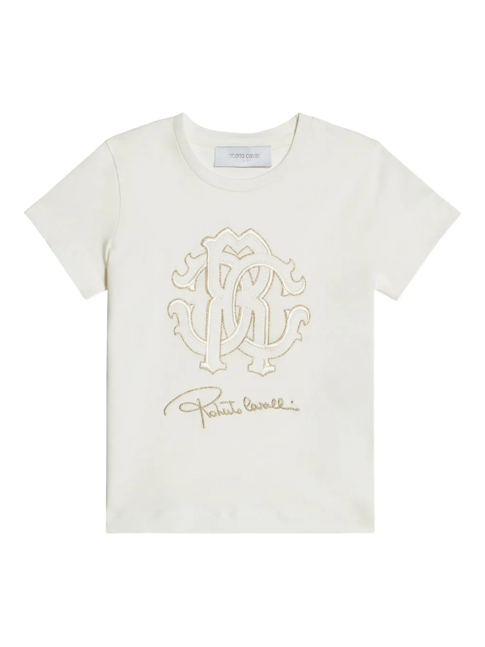 Roberto Cavalli Junior T-shirt met geborduurd logo Wit
