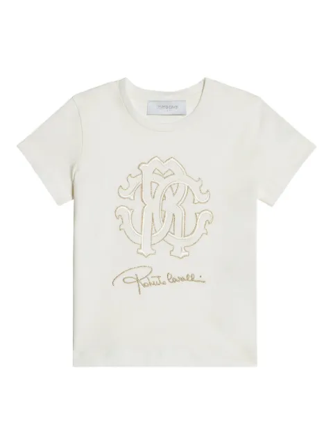 Roberto Cavalli Junior logo-embroidered T-shirt 
