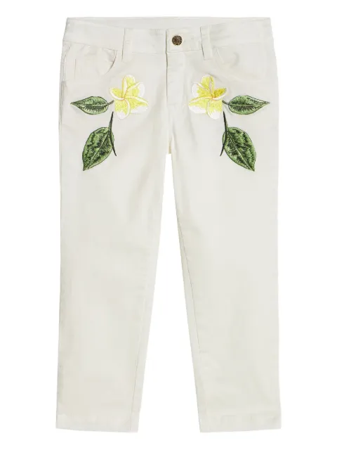 Roberto Cavalli Junior floral-embroidered trousers 