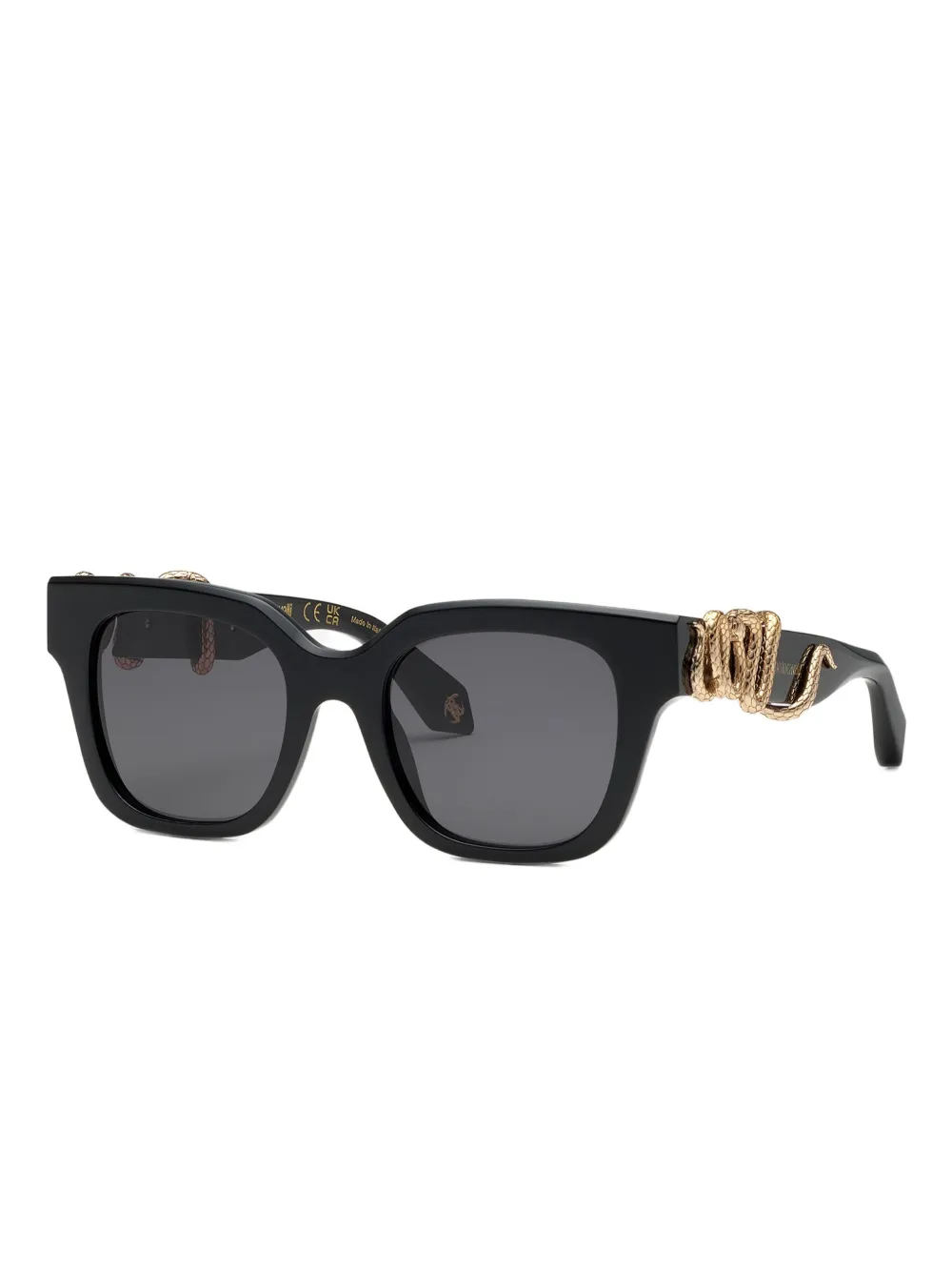 Roberto Cavalli Zonnebril met vierkant montuur en gouden details - Zwart