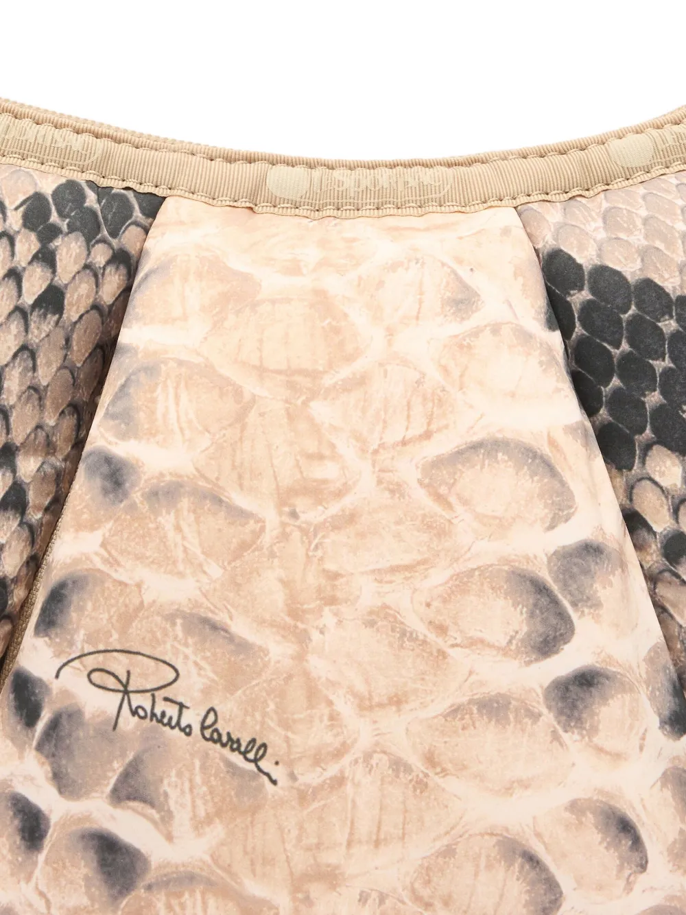 Roberto Cavalli Schoudertas met python-reliëf Beige
